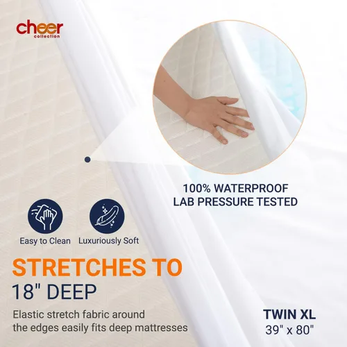Vista 5 de Cheer Collection Protector de colchón impermeable para incontinencia, funda de colchón elástica transpirable y silenciosa