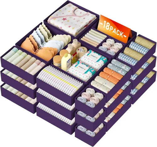 Vista 35 de DIMJ Organizador de cajones para ropa, paquete de 12 unidades, organizadores plegables para bebé, organizador de almacenamiento y cómoda para Beige