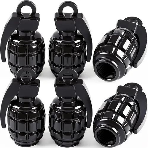 Vista 53 de 4 tapas de válvula de neumático, cubiertas universales de válvula de neumático de aleación de aluminio para automóviles, camiones, SUV, Negro