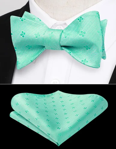 Vista 84 de HISDERN Pajaritas para hombre, diseño de lunares, corbatín y bolsillo cuadrado, clásico, esmoquin de negocios, boda, pajaritas, pañuelo