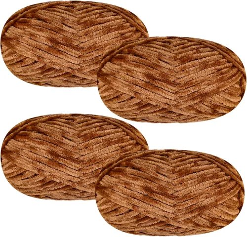 Vista 24 de 4 piezas de 400g de hilo de terciopelo chenilla suave para tejer a ganchillo, hilo esponjoso y cálido para tejer y ganchillo, manualidades DIY Rosa