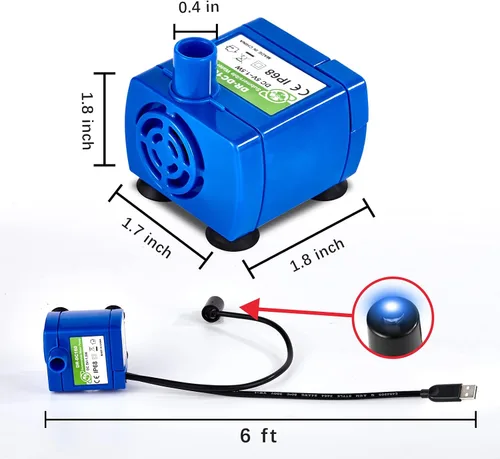 Vista 6 de Bomba de fuente de agua para gatos, bomba de repuesto para fuente de agua para mascotas, motor DR-DC160 para fuente redonda, cúbica, con tapa