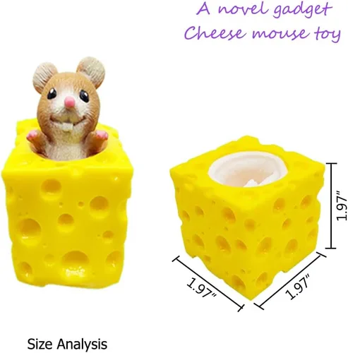 Vista 5 de Juguete para Apretar de Ratón de Queso Divertidos Juguetes Fidget 3 Piezas para Alivio del Estrés Ansiedad Tensión Regalo Sensorial Recuerdo