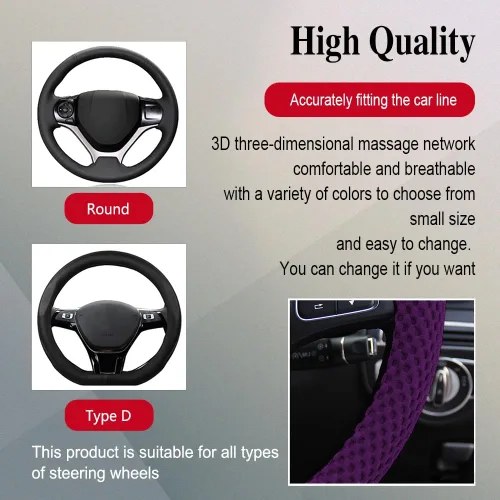 Vista 3 de HAOBO Funda Elástica Extensible para Volante, Funda para Volante Automotriz de 15 Pulgadas, Protector de Volante Extensible Cómodo y Transpirable