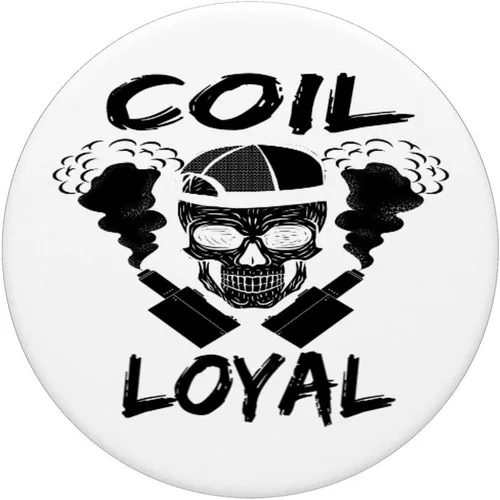 Vista 5 de Skull Vape Coil Loyal Pink E-Cigars Vaping E-Cigarette - PopSockets Grip and Stand for Phones and Tablets