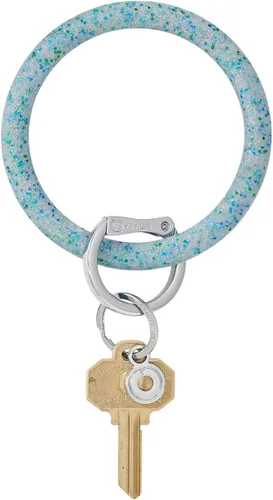 Vista 4 de Oventure, Llavero de pulsera original, llavero Big O de silicona - Colección Confeti negro confeti
