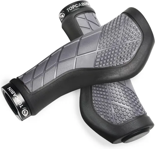 Vista 8 de TOPCABIN Empuñaduras de bicicleta, diseño ergonómico, empuñaduras de goma de dos colores para manillar de bicicleta con cómodos agarres de manillar