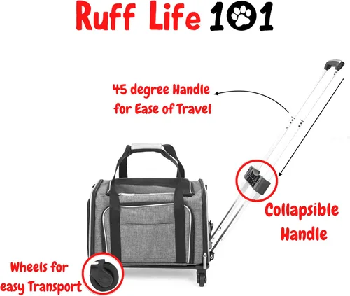 Vista 7 de Ruff Life 101 Transportín de Mascotas Premium Expandible con Ruedas Aprobado por Aerolíneas - Transportín Rodante Expandible de Dos Lados - Diseñado