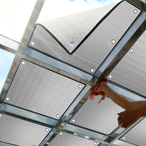 Vista 6 de Película aislante reflectante de papel de aluminio, película opaca de privacidad para ventanas de vidrio, bloqueo solar, control de calor, tinte