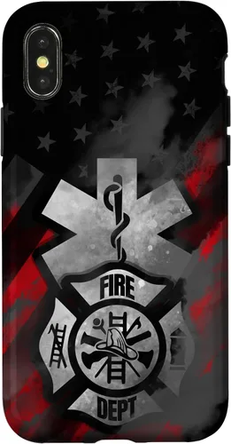 Vista 5 de EMT EMS Firefighter Red Smoke Line USA American Flag Case for iPhone 17