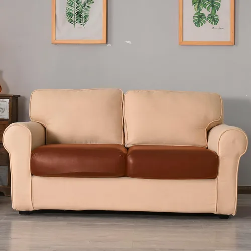 Vista 4 de vctops Fundas de cojín 100% impermeables de piel sintética para sofá, cojín elástico de lujo, protector de muebles, funda de asiento lavable, funda