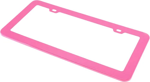 Vista 3 de 2PCs Creathome marcos de matrícula de acero inoxidable con color rosa Barbie