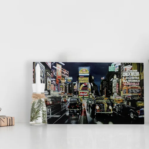 Vista 3 de Northlight Arte de pared con luz LED NYC Times Square y autos clásicos, 15.75 x 23.75 pulgadas