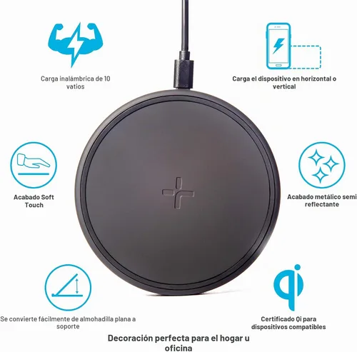 Vista 4 de TYLT Crest - Cargador inalámbrico redondo, almohadilla de carga inalámbrica rápida universal, certificado QI de 10 W Max, compatible con iPhone
