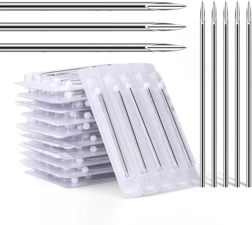 Vista 8 de ATOMUS - Agujas para piercings corporales, calibres 14G / 16G, acero inoxidable estéril desechable, adecuadas para piercing de oreja, nariz