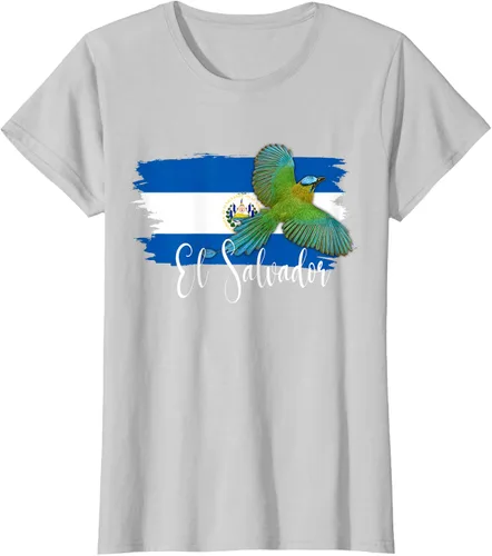 Vista 23 de Camiseta con la bandera de El Salvador, mapa de El Salvador, camiseta de Salvador para mujer, Negro