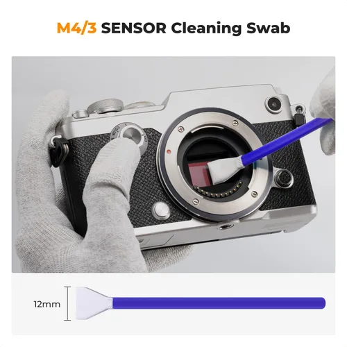Vista 4 de K&F CONCEPT Hisopos de Limpieza de Sensor Micro Cuatro Tercios 4/3 de 12mm (0.47 pulgadas)*10 + Limpiador de Sensor de 20ml (0.7 fl oz), Kit
