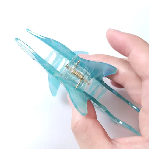 Vista 6 de Clip de garra de tiburón cian,Pinza de pelo de acetato,Pinzas para el cabello pequeñas para mujeres