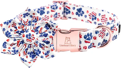 Vista 63 de Collar de perro Lionheart Glory, collar de perro rosa con flor, lindo collar para mascotas con patrón floral ajustable para perros pequeños Rosado