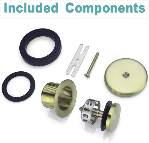 Vista 7 de BESTILL Kit de conversión de desagüe de bañera con punta de punta con placa frontal de desbordamiento, oro cepillado