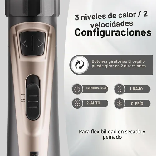 Vista 3 de Beautimeter Cepillo secador de pelo, cepillo de secado giratorio para golpes suaves, cepillo giratorio 3 en 1 para varios estilos de cabello