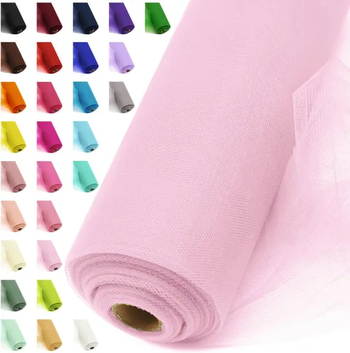 Vista 29 de Rollos de tela de tul, 54 pulgadas por 10 yardas (30 pies), cinta de tul para decoración de fiestas de boda, rollo de tela transparente en bobina