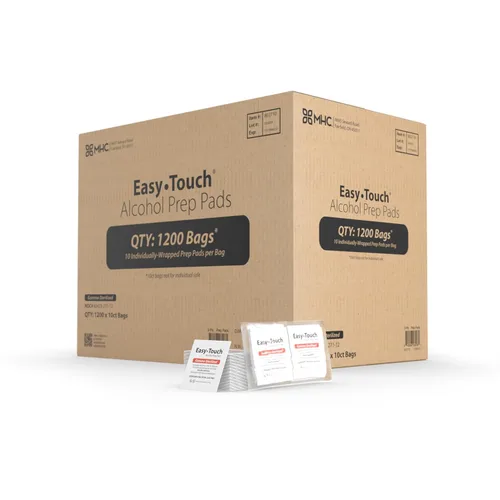Vista 2 de EasyTouch - Almohadillas de preparación de alcohol esterilizadas con gamma, envueltas individualmente, 10 por paquete, 1200 paquetes
