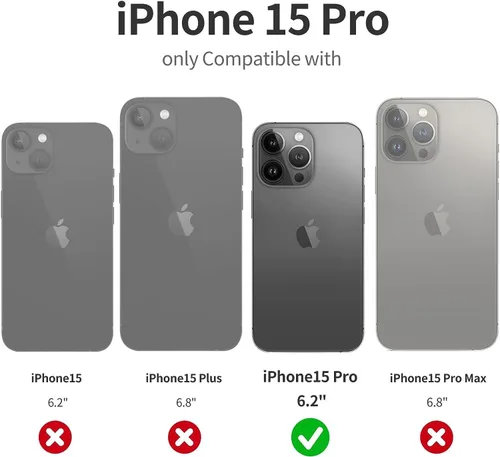 Vista 2 de Funda protectora para iPhone 15 Pro con tarjetero y ranura para tarjeta de crédito, color negro