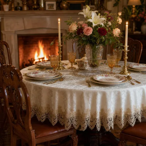 Vista 13 de ARTABLE Mantel redondo de encaje rústico macramé bordado manteles de mesa para cosecha, decoración de aparador, granja, cocina y hogar