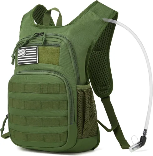 Vista 13 de Mochila de Hidratación Wotony con Vejiga de Agua para Senderismo Paquete de Hidratación Táctico para Hombres Mujeres Mochila de Agua Molle