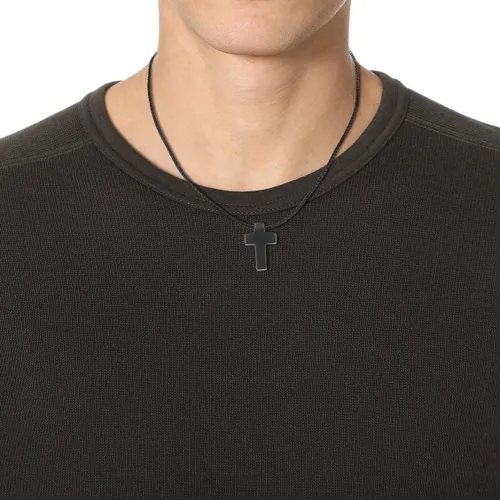 Vista 2 de COAI Collar con colgante de cruz de piedra de obsidiana de joyería religiosa