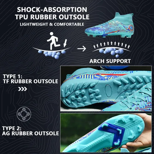 Vista 5 de HESBITEUL Zapatos de fútbol cómodos para hombre, para exteriores, interiores, para niños, para estudiantes de fútbol, zapatos deportivos de alta