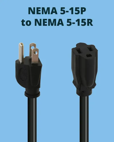 Vista 2 de Lightkiwi Cable de extensión de alimentación de 1 pie, paquete de 12, cable de extensión corto SJTW de 14 AWG, 15 A, 125 V, 1875 W, cable