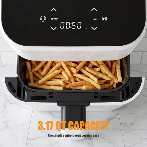 Vista 3 de Sweetcrispy Freidora de aire, freidora digital compacta de 3 cuartos de galón con apagado automático, comidas rápidas y fáciles en minutos con cesta