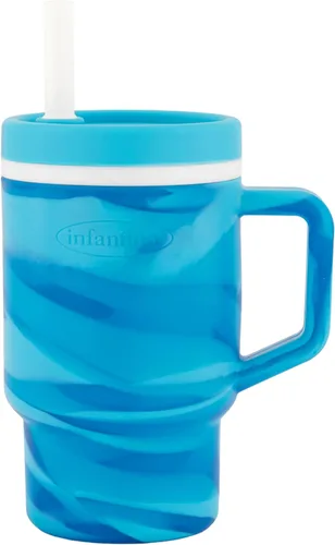 Vista 24 de Infantino Mi primer vaso, taza de silicona con pajita y asa, vaso de bebé resistente a derrames para llevar, botella de transición libre de BPA