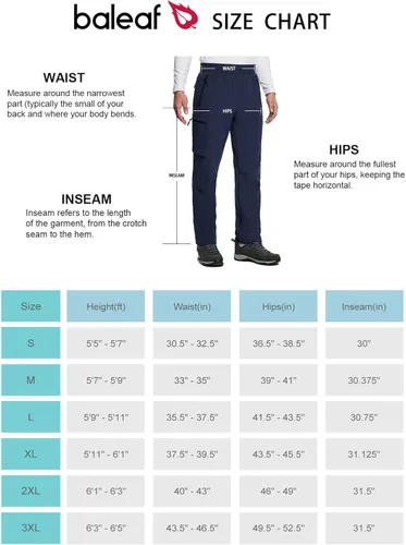 Vista 7 de BALEAF Pantalones cargo de senderismo con forro polar para hombre, impermeables, softshell y bolsillos con cremallera