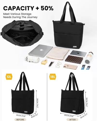 Vista 6 de Bolsa de mano para mujer con cremallera, bolsa de mano grande acolchada de 14 pulgadas para laptop con funda para carrito