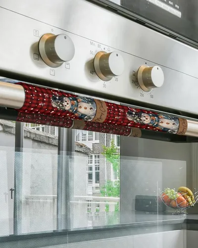 Vista 5 de Juego de 2 fundas navideñas para manijas de puerta de refrigerador, lavavajillas, microondas, horno, nevera, estufa, electrodomésticos, accesorios