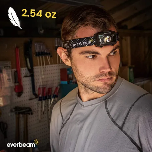 Vista 6 de Everbeam - Linterna de cabeza led recargable H6 Pro, con control de sensor de movimiento, 650 lúmenes de brillo, 30 horas de autonomía, 1200 mAh