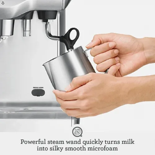 Vista 5 de Breville la Máquina de Café Espresso de Doble Caldera con Sistema de Calentamiento Dual de Leche, Máquina de Cappuccino y Latte para el Hogar Rojo