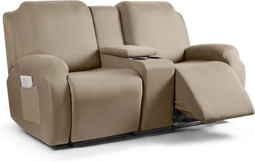 Vista 34 de TAOCOCO Sofá reclinable con funda de consola central, 4 piezas de tela de poliéster elástica, protector de muebles suave y lavable