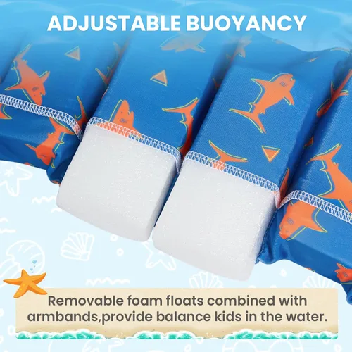 Vista 2 de Gogokids Chaleco de natación para niños, flotadores para niños de 20 a 50 libras, ayuda a la natación con alas de agua y correa para el hombro