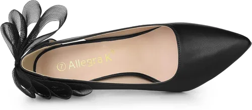 Vista 6 de Allegra K Zapatos de tacón alto con punta puntiaguda con lazo de malla para mujer