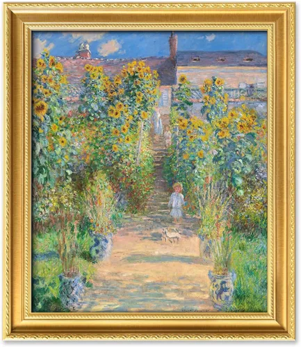 Vista 137 de IPIC - Reproducción artística de los lirios de agua de Claude Monet 1906, impresiones giclée coinciden con el marco dorado clásico, arte de pared