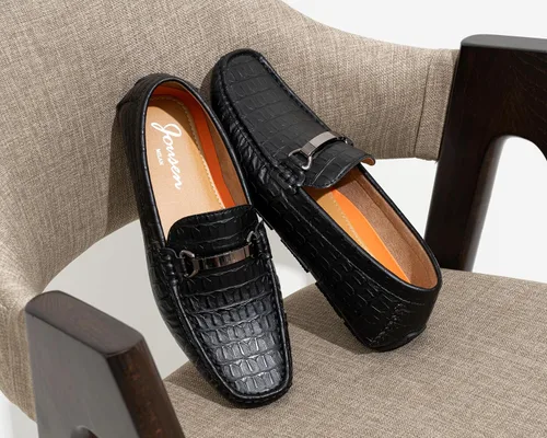 Vista 2 de Jousen Mocasines para hombre, estampado de cocodrilo, zapatos casuales para hombre