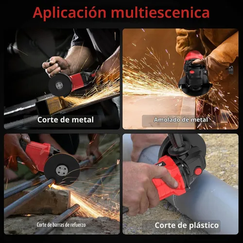 Vista 6 de Kit de amoladora angular inalámbrica de 4 pulgadas NAWIN, amoladora de velocidad variable, batería de iones de litio de 2×4.0Ah y cargador rápido