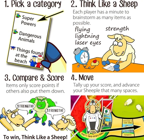 Vista 2 de SHEEPLE™ - Divertido juego de fiesta para la noche de juegos en familia - Fácil y divertido para grandes grupos de 4 a 12 jugadores - Diversión
