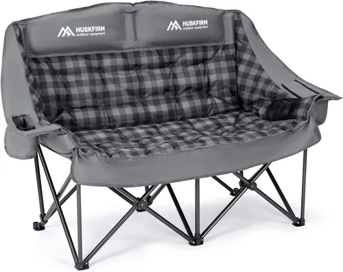 Vista 8 de Huskfirm - Silla de camping doble acolchada con respaldo alto para 2 personas, color azul