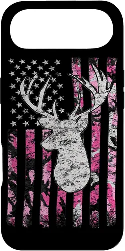 Vista 27 de Pink Camo American Flag Deer Hunter Women's Hunting Case for iPhone 17