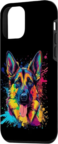 Vista 2 de Carcasa gráfica para iPhone 12 mini perro pastor alemán vintage abstracto